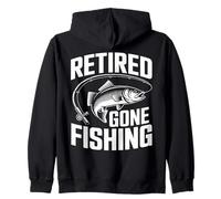 Retired Gone Fishing Funny Retirement Angler Zip Hoodie