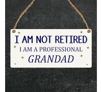 Retired Grandad Plaque - ‘I Am Not Retired, I Am a Professional Grandad’ Funny and Heartfelt Gift for Father’s Day, Retirement, Birthday, Keepsake for Grandfathers (Small: 19 cm (H) × 9 cm (W))