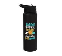 Retired History Teacher Leaving The Past Behind Pun Design Stainless Steel Insulated Water Bottle