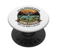 Retired Hooked Freedom Go Fishing Design PopSockets Adhesive PopGrip