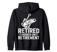 Retired Hooked On Retirement Funny Fishing Zip Hoodie