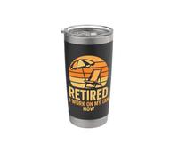 Retired I Work On My Tan Now Funny Beach Vacation Humor Stainless Steel Insulated Tumbler