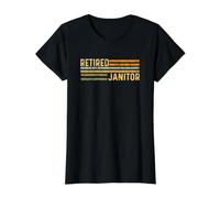 Retired Janitor Distressed Retirement Retire Custodian Clean Value Graphic T-Shirt, Women, Black, S