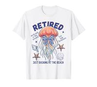 Retired Just Basking at the Beach Jellyfish Coquette Bow T-Shirt