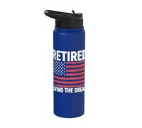 Retired Living The Dream American Flag Stainless Steel Insulated Water Bottle