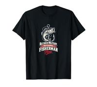 Retired Military Professional Fisherman Patriotic Bass Value Graphic T-Shirt