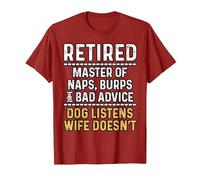 Retired Naps Burps Bad Advice Dog Funny Retirement Men Dad T-Shirt, Men, Cranberry Red, 3X-Large