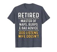 Retired Naps Burps Bad Advice Dog Funny Retirement Men Dad T-Shirt, Men, Heather Blue, 3X-Large