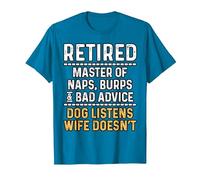 Retired Naps Burps Bad Advice Dog Funny Retirement Men Dad T-Shirt, Men, Sapphire Blue, 3X-Large