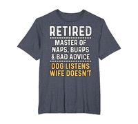 Retired Naps Burps Bad Advice Dog Funny Retirement Men Dad T-Shirt, Men's Big and Tall, Heather Blue, 2X Tall