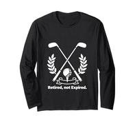 Retired Not Expired Golf Humor Line Art Design Long Sleeve T-Shirt
