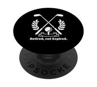 Retired Not Expired Golf Humor Line Art Design PopSockets Adhesive PopGrip