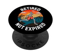 Retired Not Expired Skeleton Surfer Sunset Funny Retirement PopSockets Adhesive PopGrip