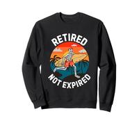 Retired Not Expired Skeleton Surfer Sunset Funny Retirement Sweatshirt