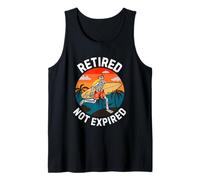 Retired Not Expired Skeleton Surfer Sunset Funny Retirement Tank Top