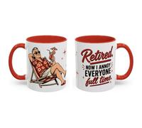 Retired. Now I annoy everyone full time Mug - Retro 50s Illustration, Funny | Dishwasher and microwave safe, 11oz ceramic, printed both sides