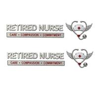 Retired Nurse Care Compassion Commitment Metal Car Emblem Badge, Firefighter Honor Courage Sacrifice Car Emblem Metal Badge, Retirement Nurse Emblems Decal Sticker, for Truck SUV Cars (2Pcs Nurse)