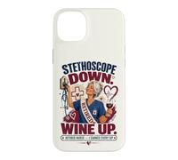 Retired Nurse Stethoscope Down Wine Up RN LPN Retirement Case for iPhone 14 Plus