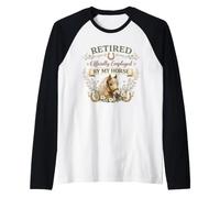 Retired Officially Employed By My Horse Retirement Horse-Mom Raglan Baseball Tee