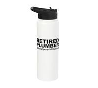 Retired Plumber All that Poop Left Behind Stainless Steel Insulated Water Bottle
