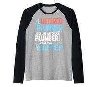 Retired Plumber Regular Happier Retirement Retiree Raglan Baseball Tee