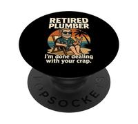 Retired Plumber Retro Beach Done Dealing With It PopSockets Adhesive PopGrip