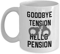 Retired Police Goodbye Tension Hello Pension Coffee Tea Mug Unique 11oz White Ceramic Mug.