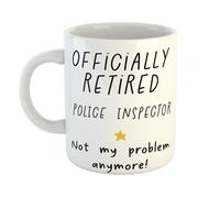 Retired Police Inspector Not My Problem Anymore Funny Mug Office Humour Gift for Police Inspector, Ideal Retirement or Birthday Present