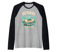 Retired Pontooning Full Time Boating Raglan Baseball Tee