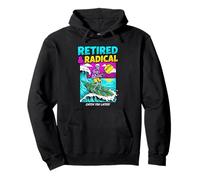 Retired Radical Skeleton Surfer Fishing Pop Art Pullover Hoodie