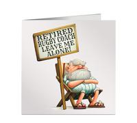 Retired Rugby Coach Leave Me Alone Funny Retirement Card for Birthday or Christmas