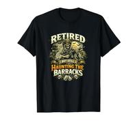 Retired Still Haunting Barracks Military Ghost Veteran USA Value Graphic T-Shirt, Men, Black, XL
