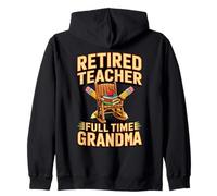 Retired Teacher Full Time Grandma Rocks Chair Zip Hoodie