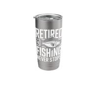 Retired The Fishing Never Stops Angler Stainless Steel Insulated Tumbler