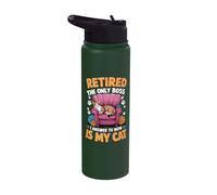 Retired The Only Boss I Answer to Now is My Cat Stainless Steel Insulated Water Bottle