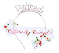 Retired Tiara and Sash for Women Happy Retirement Party Decorations Set Officially Rose Gold Retired Gifts for Women Retired Tiara Crown Headband Events Party Supplies