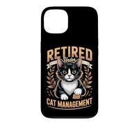 Retired Under Cat Management Tuxedo Cat Lover Case for iPhone 13