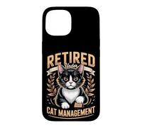 Retired Under Cat Management Tuxedo Cat Lover Case for iPhone 15