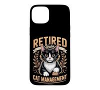 Retired Under Cat Management Tuxedo Cat Lover Case for iPhone 15 Plus