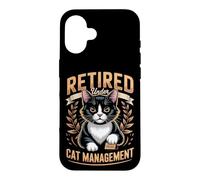 Retired Under Cat Management Tuxedo Cat Lover Case for iPhone 16