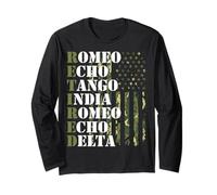 Retired USA Military Men Women Phonetic Alphabet Retirement Long Sleeve T-Shirt