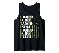 Retired USA Military Men Women Phonetic Alphabet Retirement Tank Top