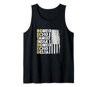 Retired Veteran Military Phonetic Alphabet USA Patriotic Tank Top