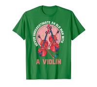 Retired Violinist Old Men Funny Violin Player Music Violin T-Shirt, Men, Kelly Green, Medium