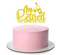 Retirement Cake Topper, Happy Retirement Cake Topper Retirement Cake Decoration Picks for Retired Party Cake Decoration Party Supplies A6-TXDDCP