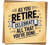Retirement Card - As You Retire, Celebrate All That You’ve Done - Square Greeting Card 145mm x 145mm with Kraft Envelope - For Coworker, Friend, Boss, Men or Women