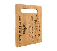 Retirement Chopping Board - Engraved Bamboo Cutting Board Gift for Happy Retirement - Unique and Funny Present for Women, Friends, Colleagues, Teacher