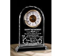 Retirement Clock Gift for Woman Men 2025, Happy Retirement Gifts for Teacher Friends, Best Retired Gift for Coworker Leaving/Going Away, Unique Funny Glass Plaque Ideal for Boss, Army, Doctor, Nurse