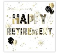 Retirement Congratulations Card - Balloons and Stars - Handcrafted with Special Finishes and Embellishments - Eco-Friendly - Recyclable