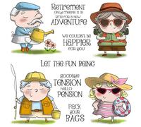 Retirement Dies&Stamp Sets for Card Making DIY Scrapbooking Cute Summer Hoilday Boys and Girls Metal Cutting Dies&Clear Stamps for Paper Crafting Retirement Only Means It is Time for A New Adventure